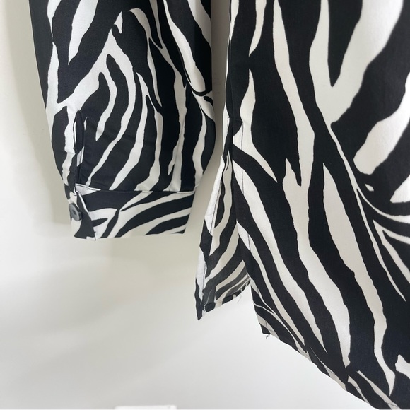 Susan Graver QVC Black & White All Over Zebra Print Button Up Shirt Blouse top - Picture 6 of 11